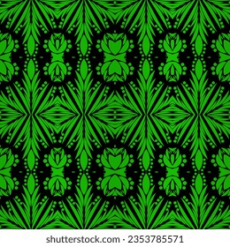 Vector de diseño sin foco de belleza Línea floral de arte batik étnico dayak patrón borneo con gradiente colorido 