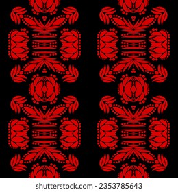 Seamless design vector Beauty flower line art batik ethnic dayak borneo pattern with colourful gradient 
