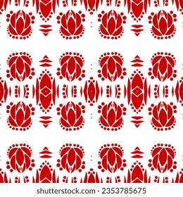Seamless design vector Beauty flower line art batik ethnic dayak borneo pattern with colourful gradient 