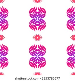 Seamless design vector Beauty flower line art batik ethnic dayak borneo pattern with colourful gradient 