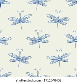 Seamless design vector illustration with dragonflies.