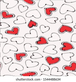 Seamless design.Love heart Geometric complementary visual. Embroidered background texture for textile and fabric embroidery