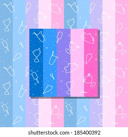 Seamless dessert background or pattern. Colorful stripes. Vector.