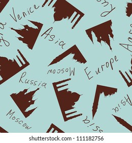 Seamless detailed landmark silhouette pattern. Vector illustration.