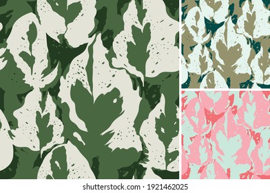 Seamless Devil's Ivy leaves pattern. Golden Pothos abstract motif colorful textile design.