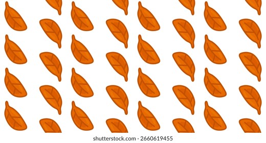 Nahtloses diagonales Herbstblattmuster. Cartoon orange Herbstblätter mit Venen. Nahtloses diagonales Muster auf weißem Hintergrund.