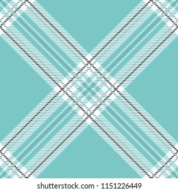 Seamless diagonal blue and white textile detailed tartan woven plaid pattern vector