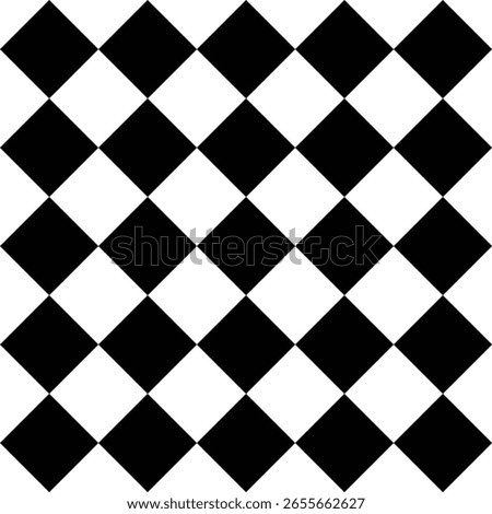 Seamless Diagonal Checkerboard Pattern Black and White Geometric Background