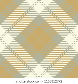Seamless diagonal gray and white classic Scottish check plaid ethnic textile pattern vector