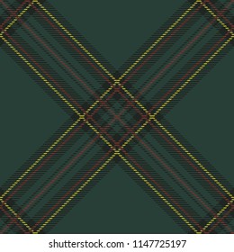 Seamless diagonal green black and yellow classic textile detailed tartan woven plaid pattern vector