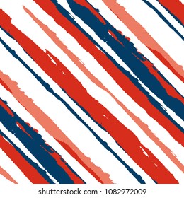 Seamless Diagonal Grunge Stripes. Abstract Texture with Dry Brush Strokes. Scribbled Grunge Motif for Fabric, Cloth, Textile Trendy Vector Background with Stripes.