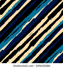 Seamless Diagonal Grunge Stripes. Abstract Texture with Brush Strokes. Scribbled Grunge Motif for Fabric, Cloth, Paper Trendy Vector Background with Stripes.