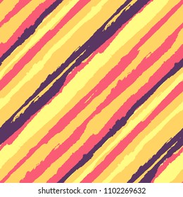 Seamless Diagonal Grunge Stripes. Abstract Texture with Dry Brush Strokes. Scribbled Grunge Motif for Fabric, Cloth, Paper Trendy Vector Background with Stripes.