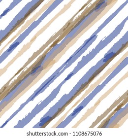 Seamless Diagonal Grunge Stripes. Abstract Texture with Brush Strokes. Scribbled Grunge Pattern for Fabric, Cloth, Paper Trendy Vector Background.