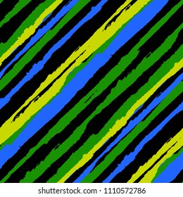 Seamless Diagonal Grunge Stripes. Abstract Texture with Dry Brush Strokes. Scribbled Grunge Motif for Fabric, Print, Textile Retro Vector Background with Stripes.