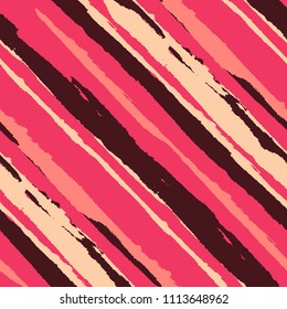 Seamless Diagonal Grunge Stripes. Abstract Texture with Dry Brush Strokes. Scribbled Grunge Pattern for Fabric, Cloth, Textile Rustic Vector Background with Stripes.