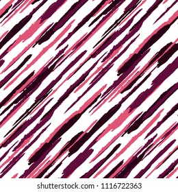 Seamless Diagonal Grunge Stripes. Abstract Texture with Brush Strokes. Scribbled Grunge Pattern for Fabric, Print, Textile Trendy Vector Background with Stripes.