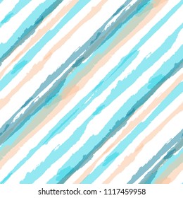 Seamless Diagonal Grunge Stripes. Abstract Texture with Dry Brush Strokes. Scribbled Grunge Pattern for Fabric, Print, Textile Retro Vector Background.