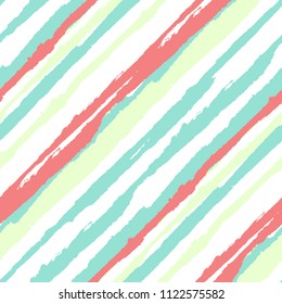 Seamless Diagonal Grunge Stripes. Abstract Texture with Brush Strokes. Scribbled Grunge Motif for Fabric, Cloth, Textile Retro Vector Background with Stripes.