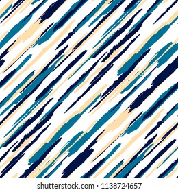 Seamless Diagonal Grunge Stripes. Abstract Texture with Dry Brush Strokes. Scribbled Grunge Pattern for Fabric, Cloth, Paper Trendy Vector Background.