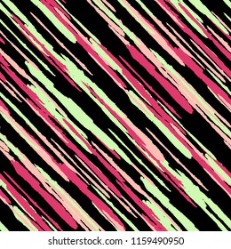 Seamless Diagonal Grunge Stripes. Abstract Texture with Brush Strokes. Scribbled Grunge Motif for Fabric, Print, Textile Trendy Vector Background with Stripes.