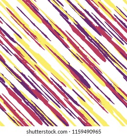 Seamless Diagonal Grunge Stripes. Abstract Texture with Dry Brush Strokes. Scribbled Grunge Pattern for Wallpaper, Print, Textile Retro Vector Background.