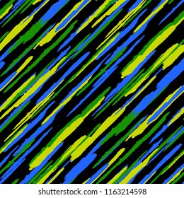 Seamless Diagonal Grunge Stripes. Abstract Texture with Dry Brush Strokes. Scribbled Grunge Pattern for Wallpaper, Print, Textile Trendy Vector Background.