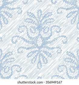 Seamless Diagonal Line Textured Faux Tribal Damask Textile Pattern Background Tile