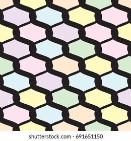 Seamless diagonal pattern with bright polygons.
