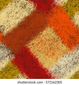 Seamless diagonal pattern with colorful woven hairy rectangular elements