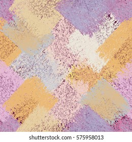 Seamless diagonal pattern with grunge stained rectangular elements in pastel colors
