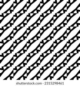Seamless diagonal pattern. Repeat decorative design.Abstract texture for textile, fabric, wallpaper, wrapping paper. Black and white wallpaper.