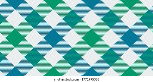 patrón diagonal transparente de adorno tartán para textura textil rayas azul-verde sobre fondo blanco