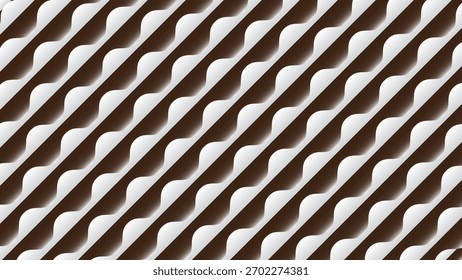 Seamless diagonal pattern of white and brown curved zigzag lines with a 3D bevel effect.