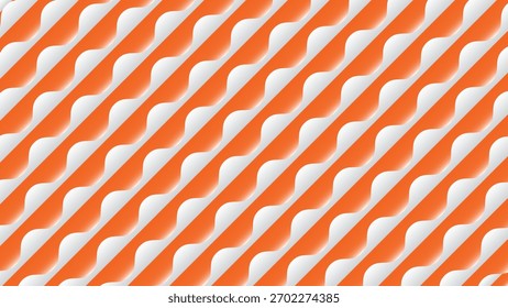 Seamless diagonal pattern of white and orange curved zigzag lines with a 3D bevel effect.