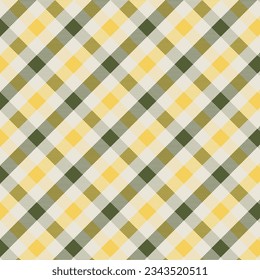 Pliego de píxeles diagonales y patrones a cuadros en amarillo verde y beige para el diseño textil. Patrón de trenzado de píxeles con fondo gráfico de formas cuadradas para una impresión de tela. Diseño de vectores.