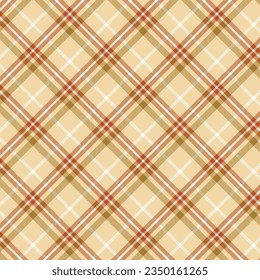 Nahtlose diagonale und karierte Muster in orangefarbenem Beige und Grün für das Textildesign. Tartan plaid Muster grafischen Hintergrund für einen Stoffdruck. Vektorgrafik.