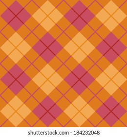 Seamless diagonal plaid pattern in bright orange and pink. AI8 eps file contains solid colors. Colors are  grouped for easy editing. .