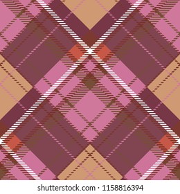 Seamless diagonal purple classic textile check madras pattern vector