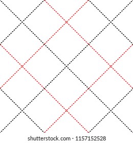 Seamless diagonal red black and white textile plaid check tattersall pattern vector