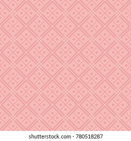 Seamless diagonal square pattern vector. Light pink on pink background. Design print for textile, wallpaper, background.