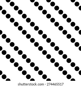 Seamless Diagonal Stripe and Circle Pattern. Vector Black and White Background
