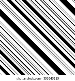 Seamless Diagonal Stripe Pattern. Vector Black and White Background