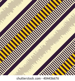 Seamless Diagonal Stripe Pattern. Vector Black and Yellow Background. 