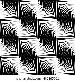 Seamless Diagonal Stripe Pattern. Vector Black and White Optical Illusion Background