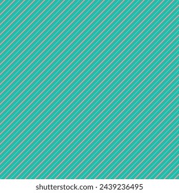 Seamless diagonal thin stripes pattern in pink and white on turquoise background