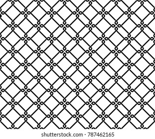 Seamless diagonal tile pattern vector. Damask design black line on white background. Design print for textile, wallpaper, fabric, background, cloth.
