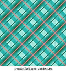Seamless diagonal vector colorful pattern mainly in turquoise and red charming colors
