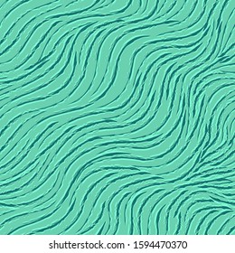 Seamless diagonal vector pattern of smooth lines with torn edges. Bright texture trend Aqua Menthe color.