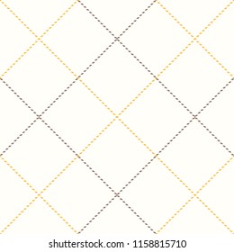 Seamless diagonal white yellow and brown textile plaid check tattersall pattern vector